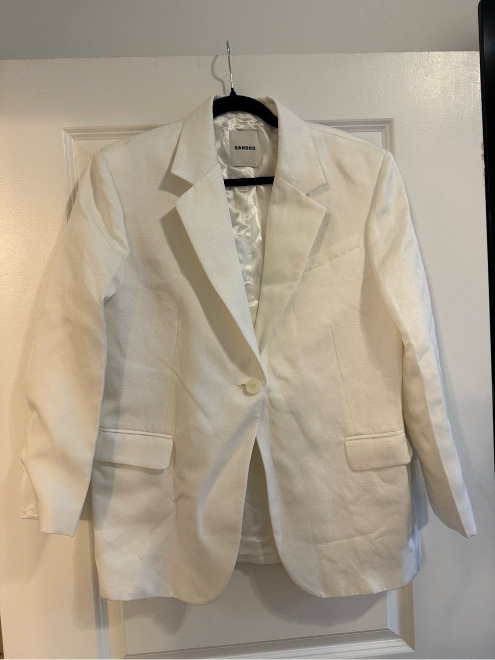 Sandro Tailored Blazer 40 White Good